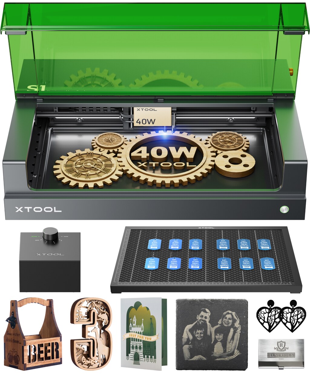 xTool S1 Laser Engraver and Cutter Machine, 23.93" x 15.16" Bed Size, Beginner-Friendly, Laser Engravering Machine for Wood and Metal, Acrylic, etc.